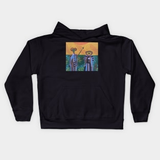 Mexican Style Abstract Colorful Don Quijote and Sancho Kids Hoodie